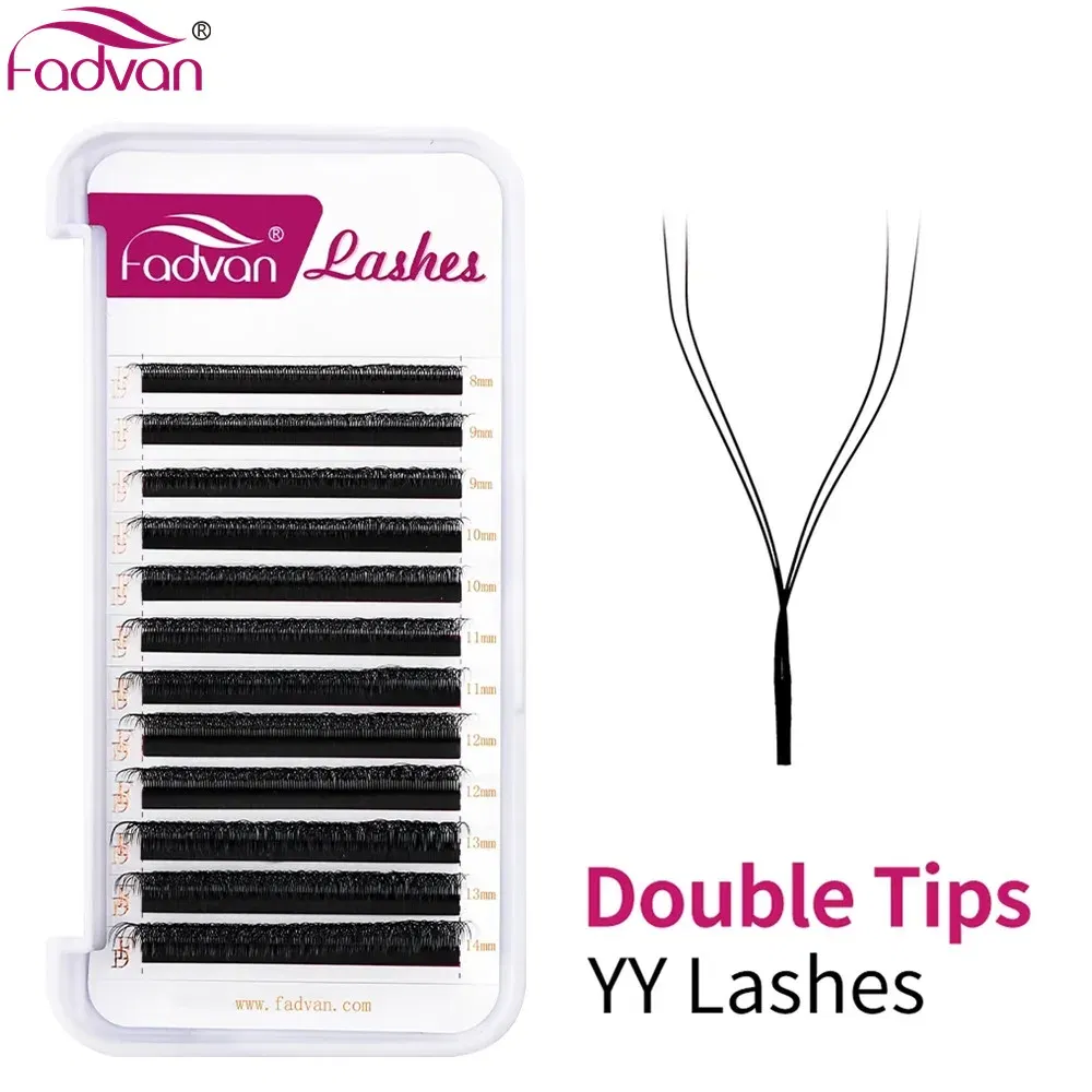 Thickness: 0.07mm, Curl: D, Length: 11mm - FADVAN YY Shape Lashes 2D 0.07 Faux Mink C/D/8-14mm Natural Soft Brazilian Eyelash Premade Volume Fan Lashes Extension