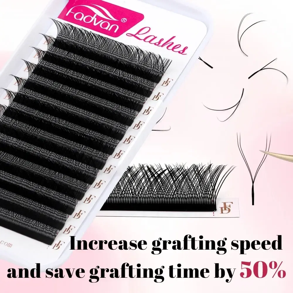 Thickness: 0.07mm, Curl: D, Length: 11mm - FADVAN YY Shape Lashes 2D 0.07 Faux Mink C/D/8-14mm Natural Soft Brazilian Eyelash Premade Volume Fan Lashes Extension
