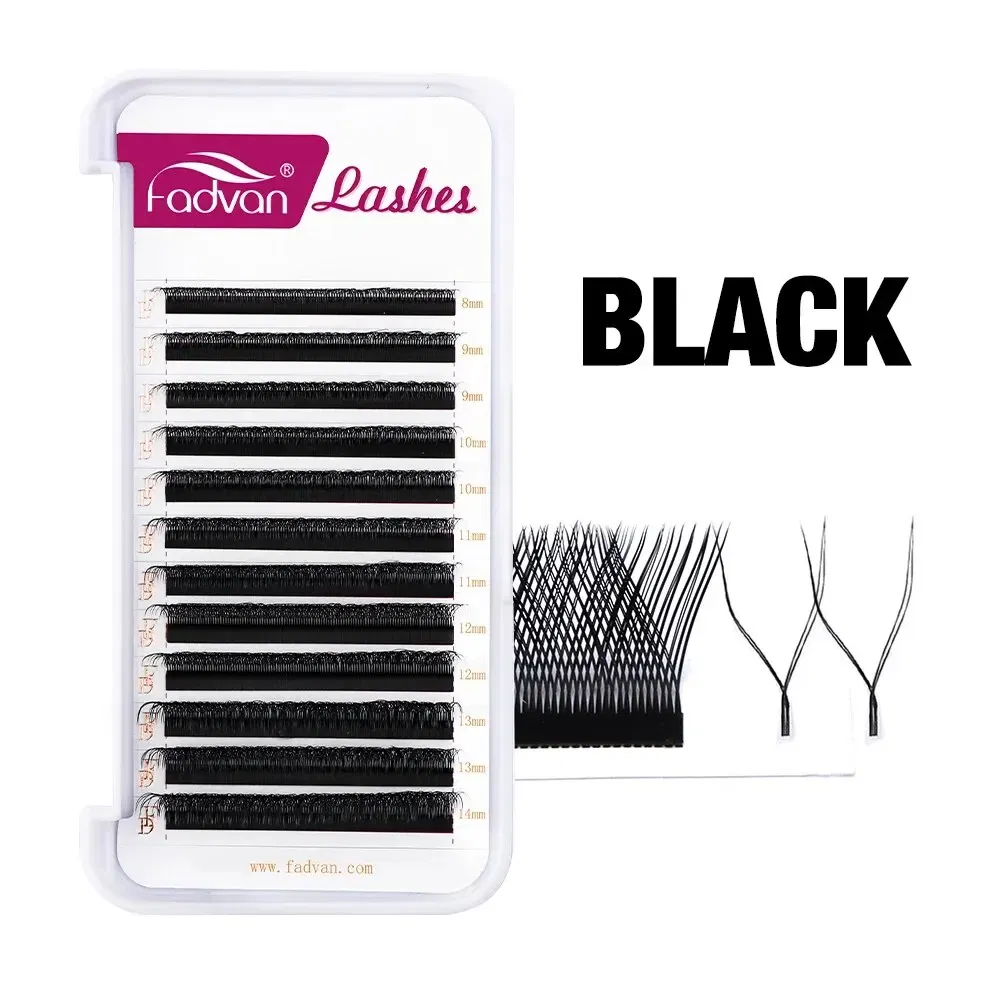 Thickness: 0.07mm, Curl: D, Length: 11mm - FADVAN YY Shape Lashes 2D 0.07 Faux Mink C/D/8-14mm Natural Soft Brazilian Eyelash Premade Volume Fan Lashes Extension