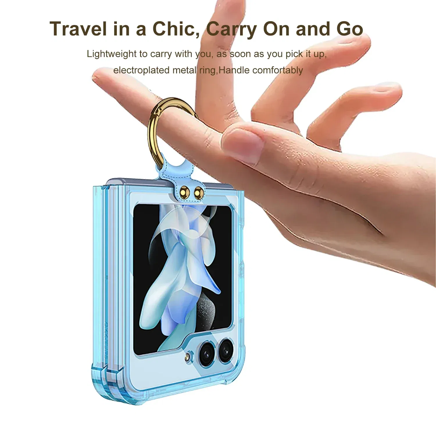Material: Canvas, Color: Beige - Transparent Electroplated Airbag Ring Phone Case for Samsung Galaxy Z Flip 5 4 3 5G Flip5 Flip4 Flip3 5G Stand Shockproof Cover
