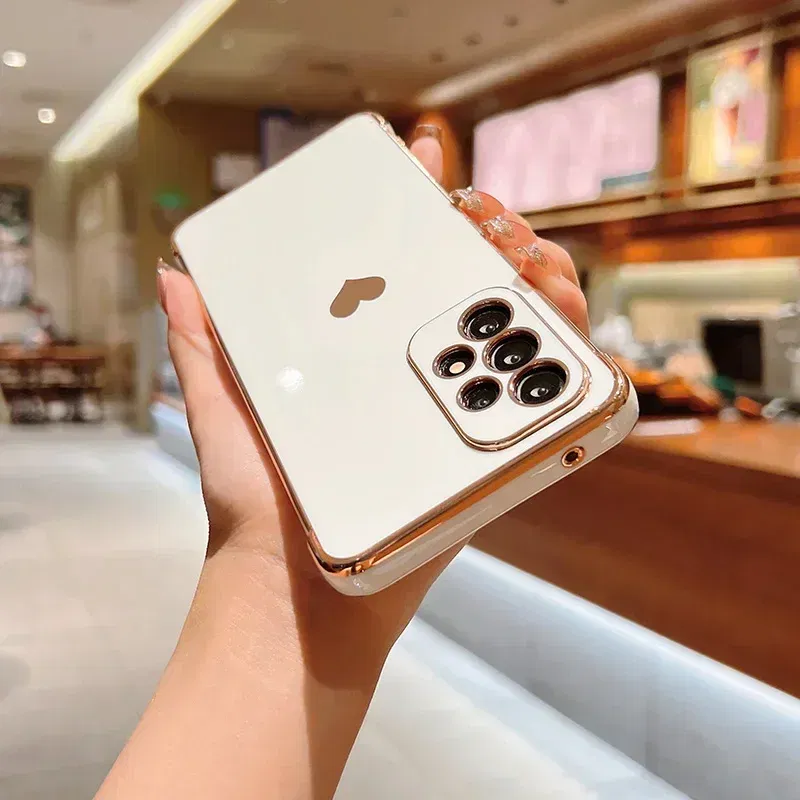 Color: Khaki, Compatible-Phone Models: For iPhone SE (2020), Ships From: CHINA - Electroplating Side Love Heart Phone Case For Samsung Galaxy S25 Ultra S24 S23 S22 A16 A55 Protect Lens Shockproof Back Cover