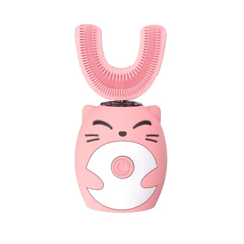 Color: Silver - Kids U-shaped Sonic Electric Toothbrush Children Silicon Toothbrush 360 Degrees Smart Tooth Brush Teeth Whitening for Waterproof