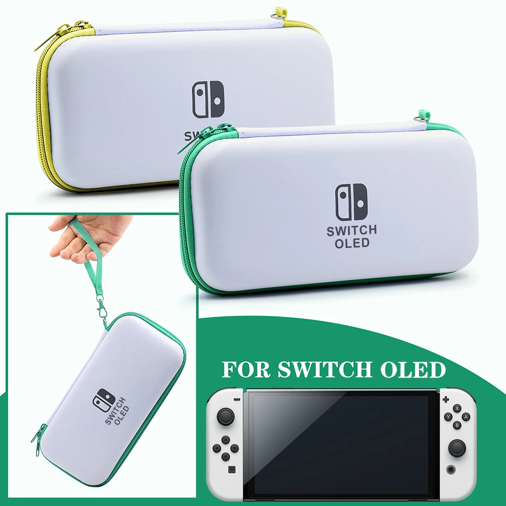 Color: Gold - Case Kit For Nintend Switch OLED Console Carrying Case Protective Pouch Hard Shell Clear Cover For Switch Oled WIth Film Glass
