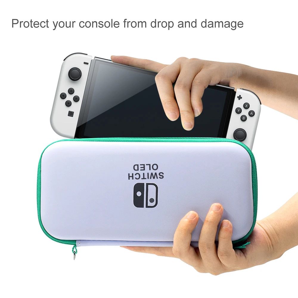 Color: Gold - Case Kit For Nintend Switch OLED Console Carrying Case Protective Pouch Hard Shell Clear Cover For Switch Oled WIth Film Glass