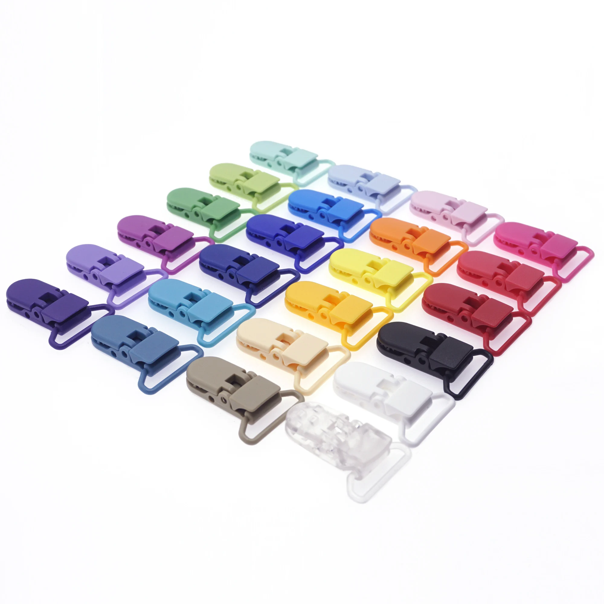 Color: Sky blue - 48Pcs Eco-friendly Plastic Baby Pacifier Clips Holder Mix Colors Dummy Soother Bib Suspender Clip Transparent 25MM Free Shipping