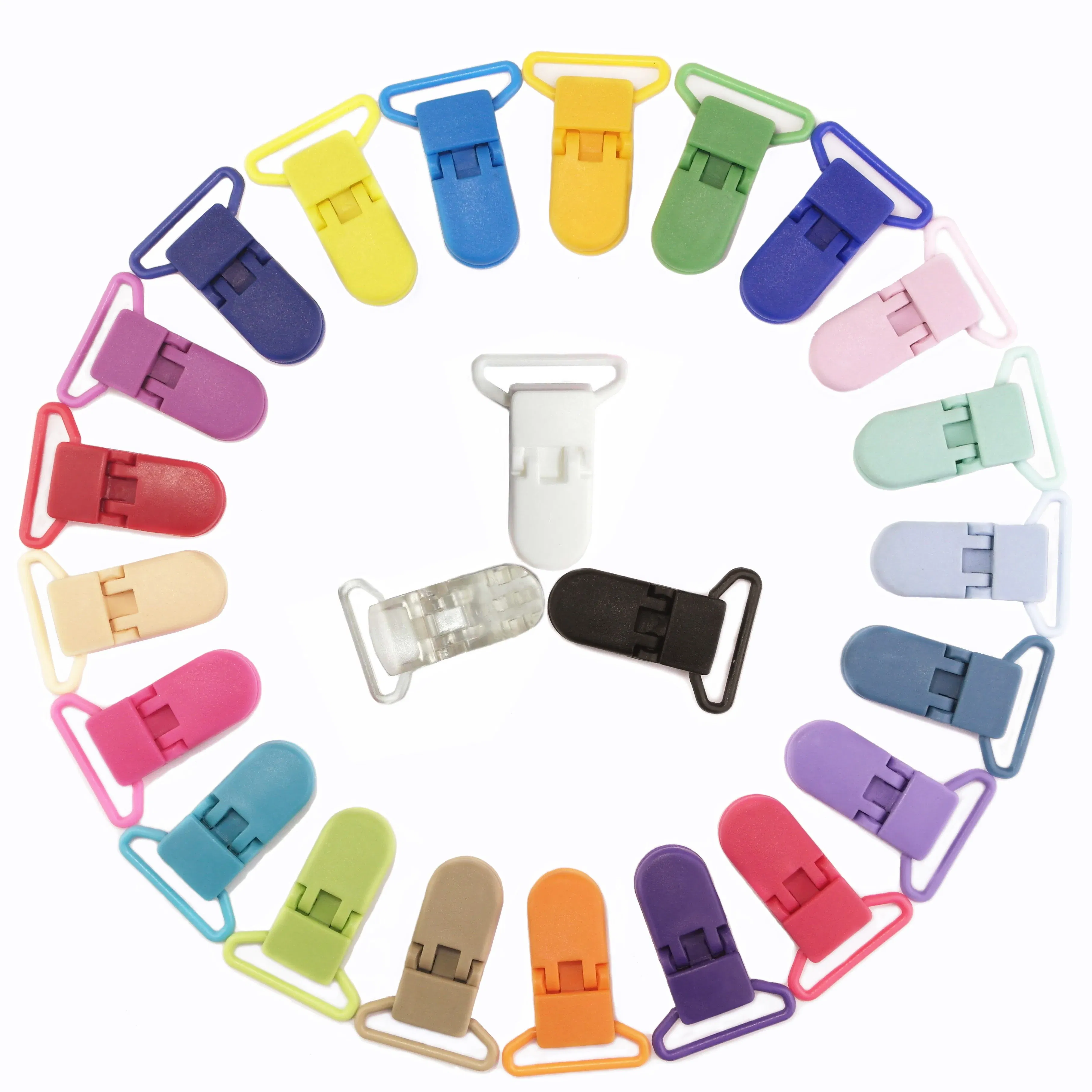 Color: Sky blue - 48Pcs Eco-friendly Plastic Baby Pacifier Clips Holder Mix Colors Dummy Soother Bib Suspender Clip Transparent 25MM Free Shipping