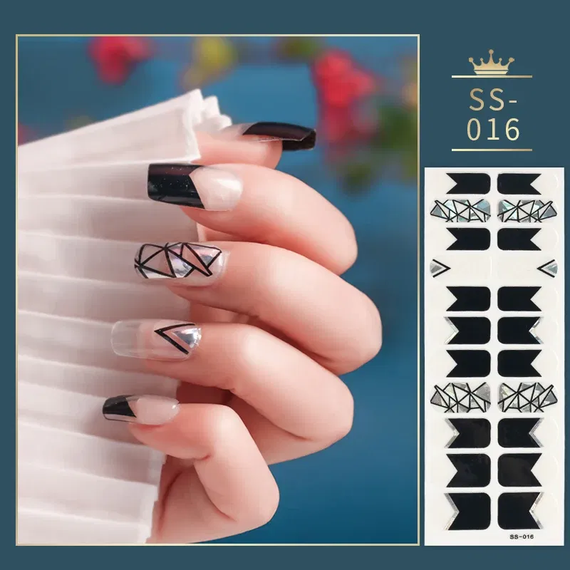 Color: Red - 22 Tips Blue and White Shiny Speckles Nail Art Sticker Full Cover Nail Stickers Last Update Nail Wraps Lot Sticker for Nails