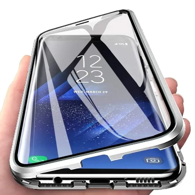 Color: black, Bundle: Case & Screen Protector, Material: POLYESTER - 360 Full Protection Metal Magnetic Case For Honor X9b X6 X8A 5G X9 4G X9A 5G Double-Sided Glass Transparent Cover Cases