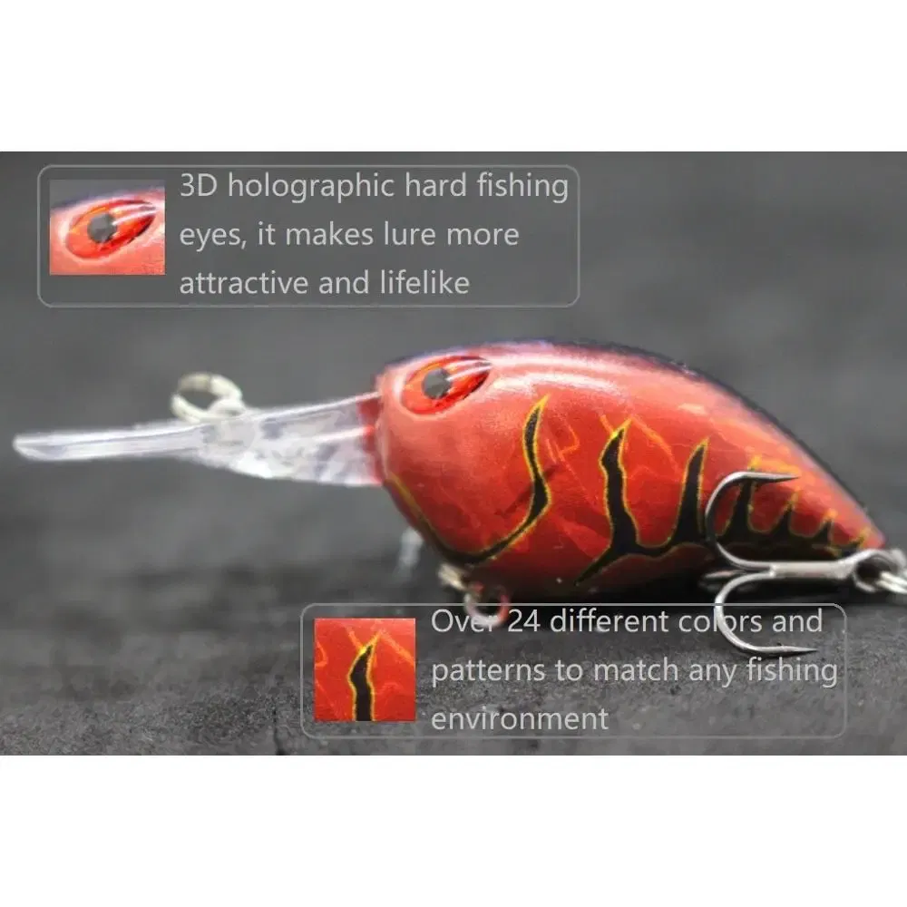 Color: Ivory - wLure Crankbait Wobble Fishing Lure 6cm 5g Deep Diving Tight Action Fresh Water Hard Bait Floating 8# Hooks Insect Bait C770