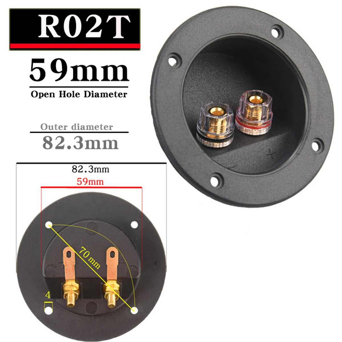 Color: green, Bundle: Bundle 2 - HIFIDIY LIVE Square circle (Install Hole 49-76) speaker junction Box Terminal Shell 2 copper Binding Post Wire Cable Connector