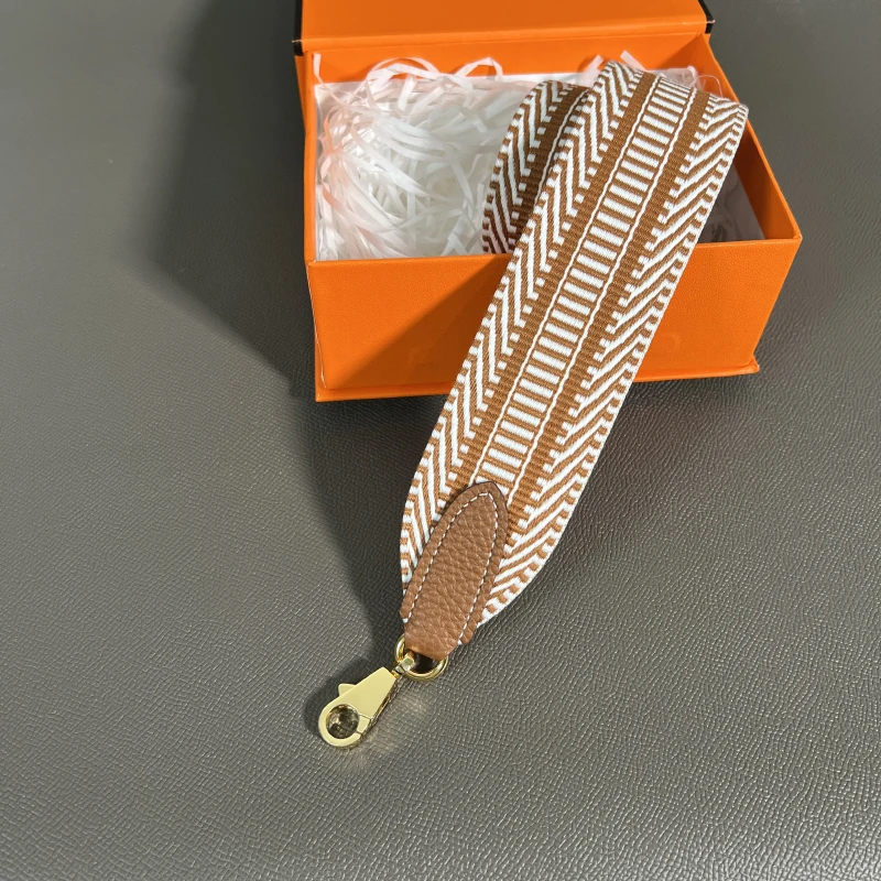 Color: Gold, Size: 1/2" - Herbag Evelyn Replacement Shoulder Strap Gold Togo Cowhide Woven Canvas 5cm Wide Hand-Sewn