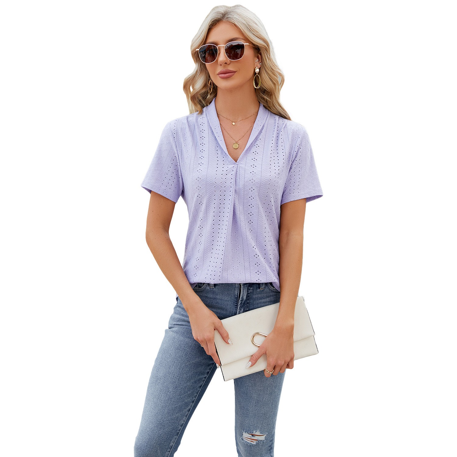 Hollow V-Neck Summer Tee