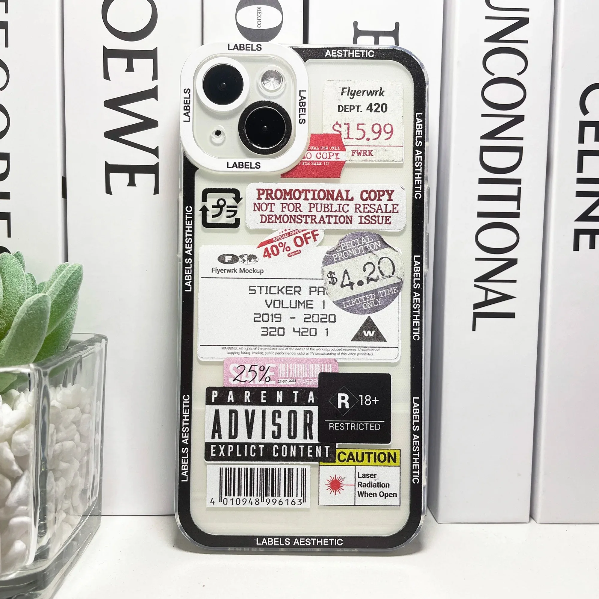 Color: Beige, Material: PVC - Mix Labels Collage Stickers Aesthetic Phone Case For Samsung Galaxy S10 S20 S21 S22 S23 S24 FE Plus Ultra Note 20