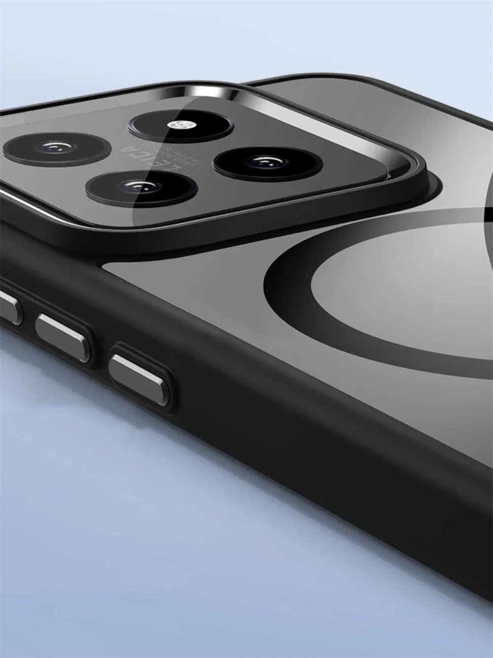 Color: Blue, Material: ABS - Luxury HD Transparent Shockproof Bumper Case For Xiaomi Mi 14 Pro Ultra For Magsafe Magnetic Wireless Charge Back Cover Shell