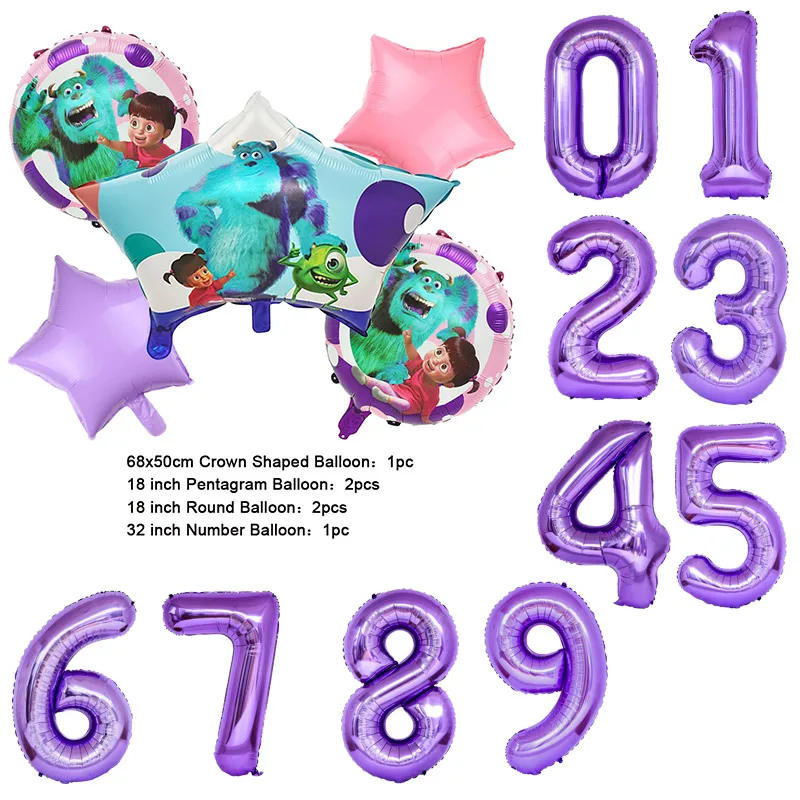 Color: light green, Capacity: 400ml - Monsters University Monsters, Inc. James P. Sullivan Theme Birthday Party Decoration Crown Shaped Balloon Set Baby Shower
