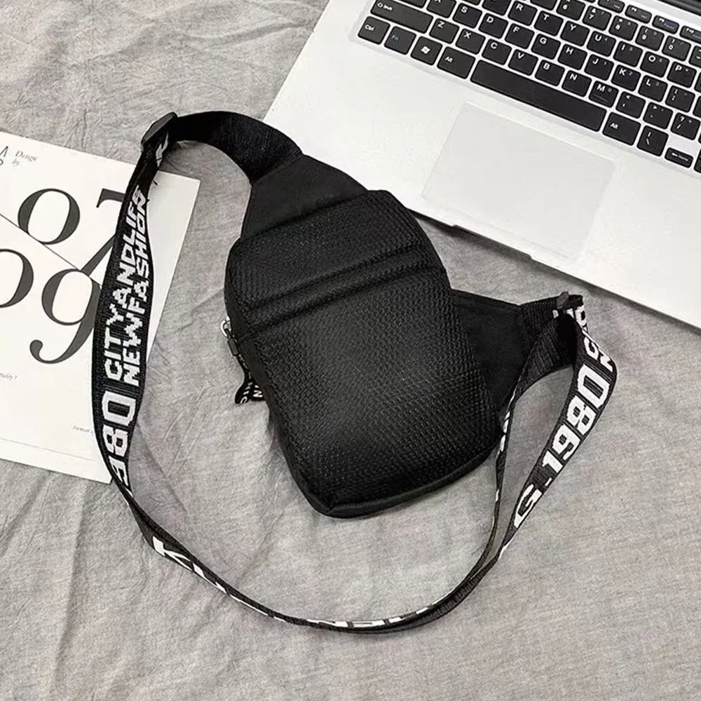 Color: Orange - Sports Chest Bag Men Small Mobile Phone Messenger Bags Waist Bags Multi-Function Carry-on Bag Engrave Image Initial Name Patter