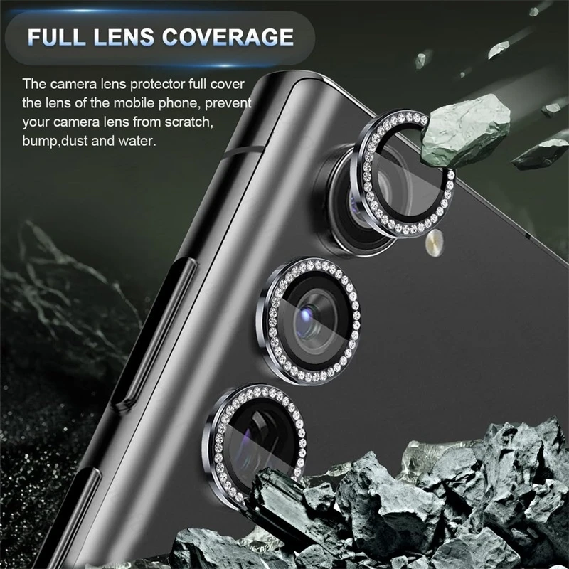Material: ABS, Color: Pink - Bling 3D Diamond Metal Camera Ring Protector for Samsung Galaxy A55 A35 A25 A15 A05 5G Alloy Lens HD Tempered Glass Protect Cap