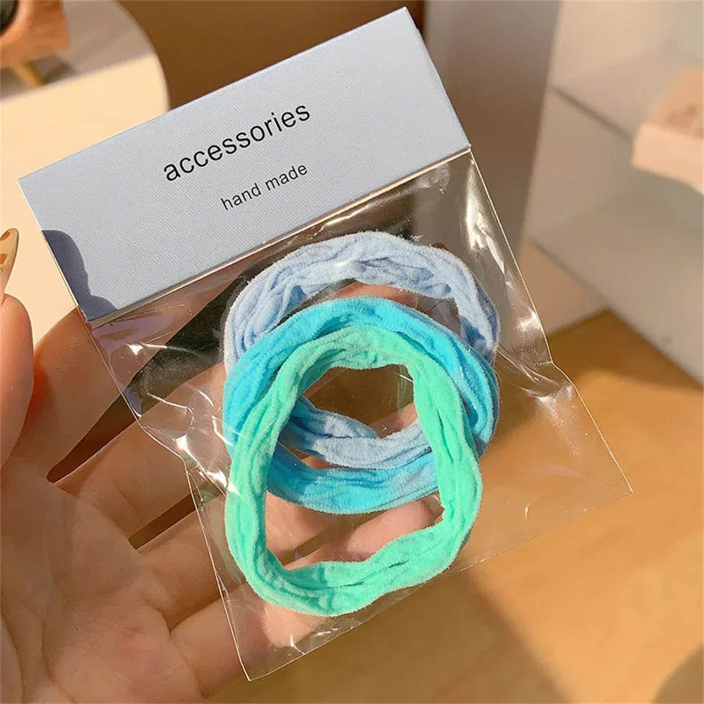 Color: Silver - 5pcs/Set Simple Bow Hair Ties Ropes Colorful Elastic Seamless Ponytail Holder Rubber Band For Toddler Girls