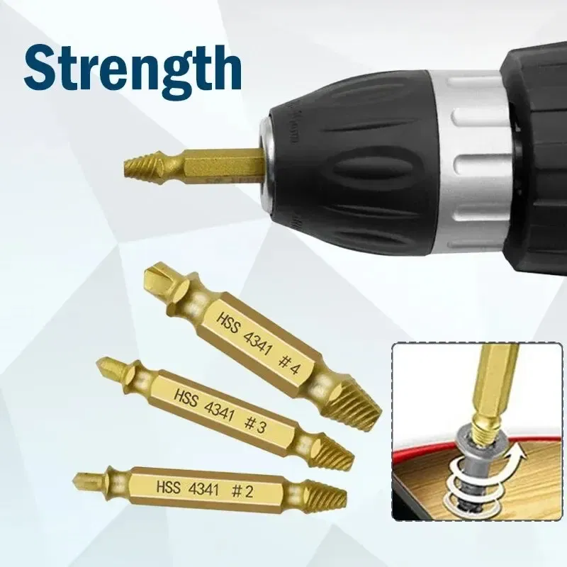 Color: Blue - Double-headed High-speed Steel 4341 Tap Extractor Slip-tooth Broken Screw Reverse-tooth Snapped Wire Removal Tool Set