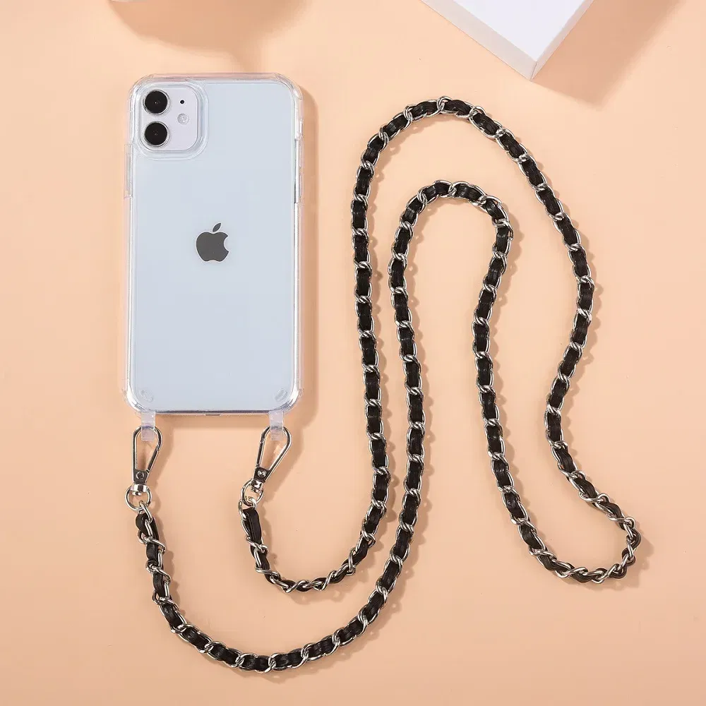 Color: Brown, Bundle: Case & Strap, Material: NEOPRENE - Crossbody Lanyard Necklace Pearl Bracelet Phone Case with Chain for Iphone 13 12 14 Pro Max 15 X XS 6S 7 8 Plus Cover with Strap