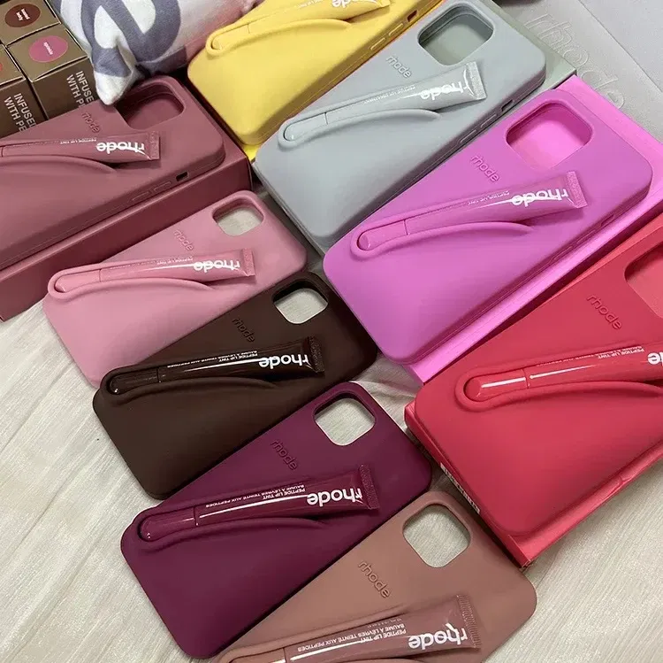Color: black, Bundle: Bundle1, Material: Plastic - Phone Case For iPhone 12 13 14 15 16 Pro Max Plus 17 Air Portable Lip Gloss Holder Lipstick Silicone Soft Bumper Cover Lip Glaze