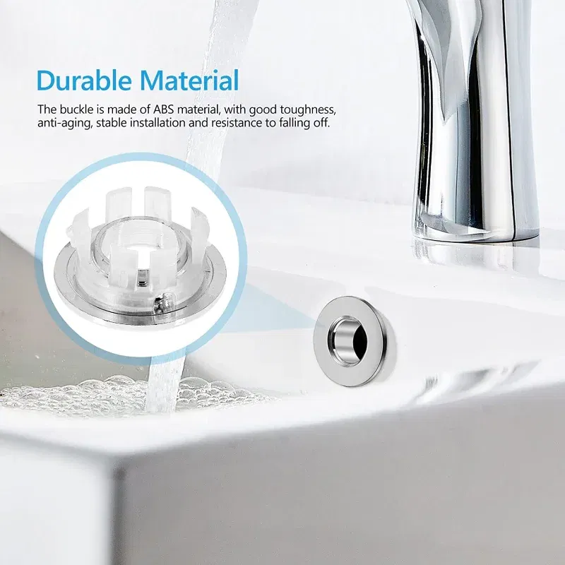 Color: Yellow - Bathroom Basin Faucet Sink Overflow Cover Brass Six-foot Ring Insert Replacement Hole Cover Cap Chrome Trim Bathroom Accessories