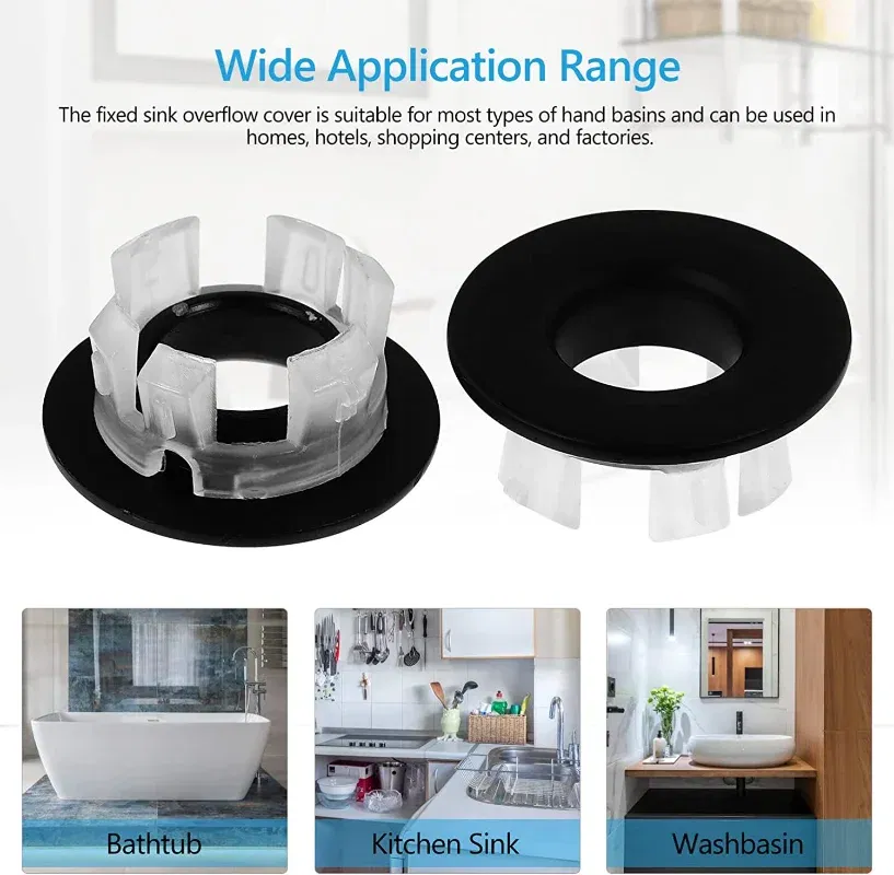 Color: Yellow - Bathroom Basin Faucet Sink Overflow Cover Brass Six-foot Ring Insert Replacement Hole Cover Cap Chrome Trim Bathroom Accessories