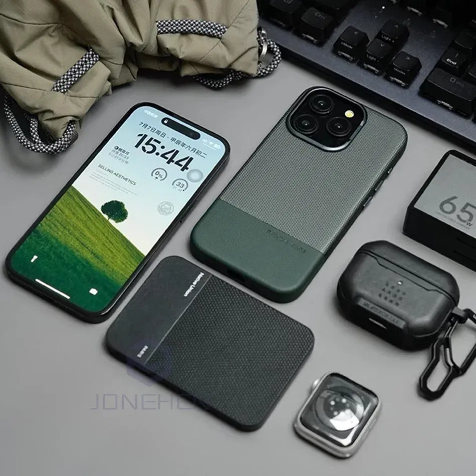 Color: black, Material: Genuine leather - Luxury Hit Color Wireless Charge For MagSafe Premium Leather Case For iPhone 16 Plus 15 14 13 Pro Max Alloy Len Shockproof Cover