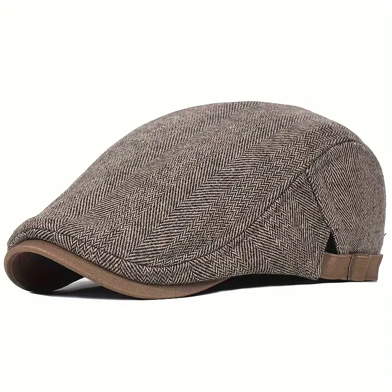 Vintage Herringbone Gatsby Beret  Thick Warm Flat Cap