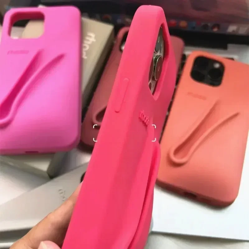 Color: Beige, Material: Neoprene - Lipstick Soft Silicone DIY Rhode Phone Case for IPhone 16 Pro Max 16Pro 16Plus Portable Lip Gloss Holder Ins Hot Cover