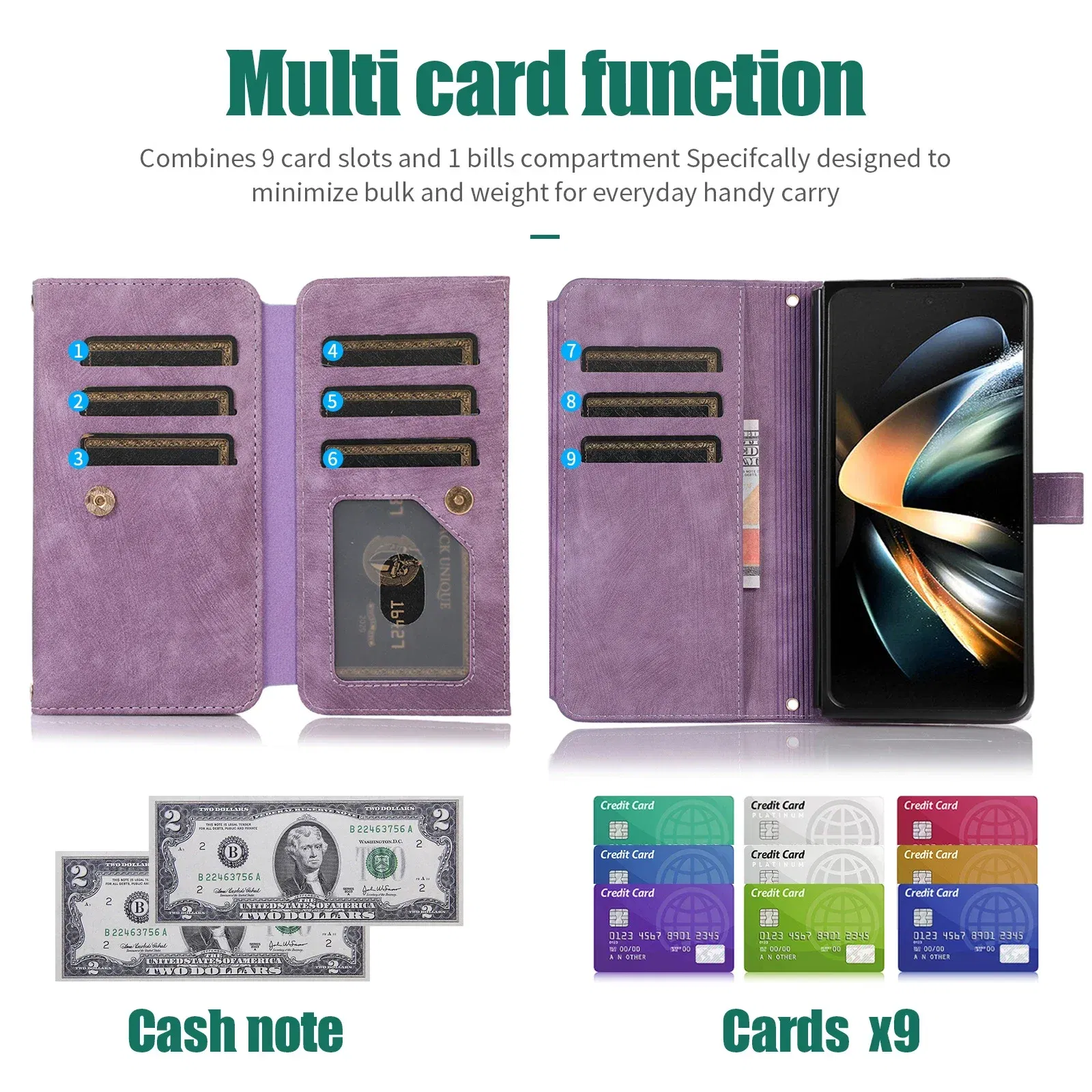 Color: Blue, Material: aluminum - Crossbody Wallet Phone Case for Samsung Galaxy Z Fold 6 5 4 3 Fold5 Fold4 Fold6 5G Card Holder Stand Lanyard Flip Leather Cover