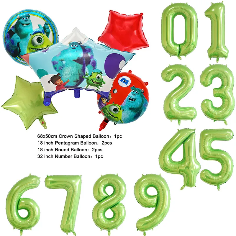 Color: WHITE, Capacity: 1250ml - Monsters University Monsters, Inc. James P. Sullivan Theme Birthday Party Decoration Crown Shaped Balloon Set Baby Shower
