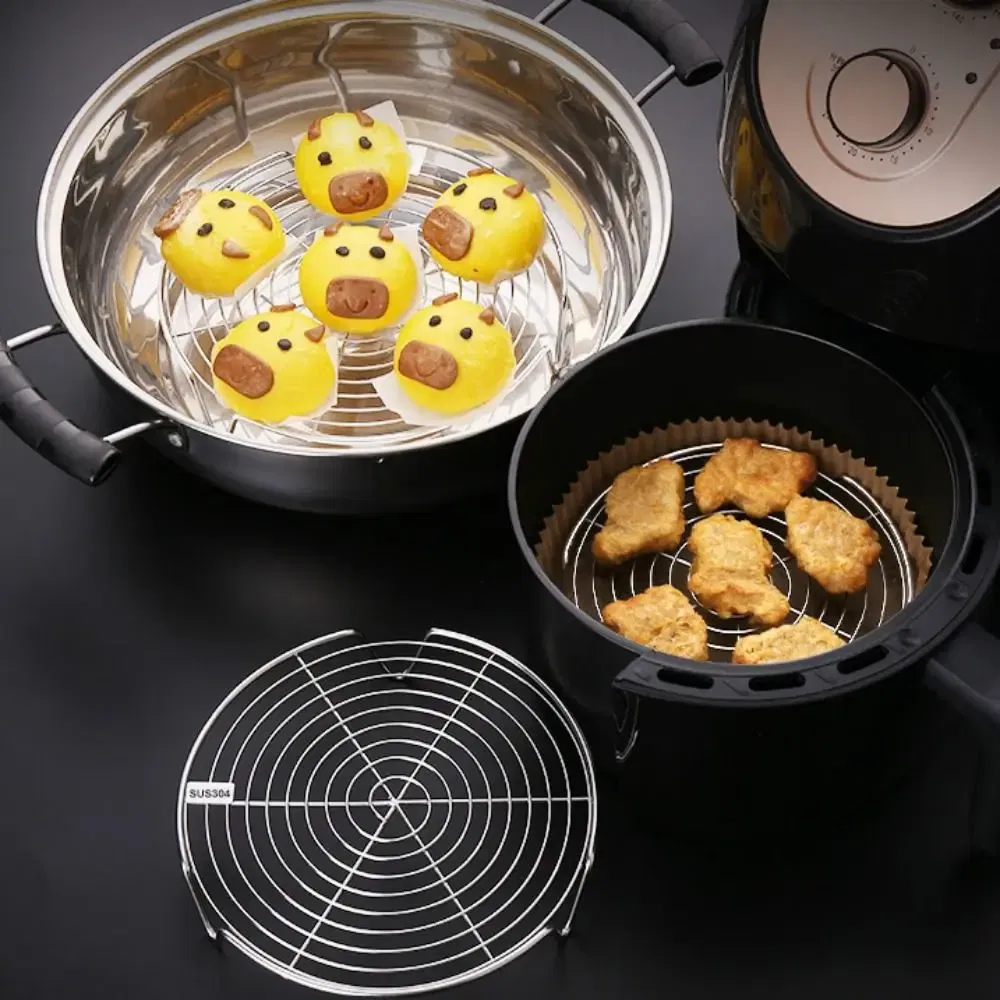Color: Light Grey - 304 Stainless Steel Steamer Rack Multifunction Pot Steaming Tray Dumplings Eggs Grill Stand Kitchen Tableware Cooking Utensils