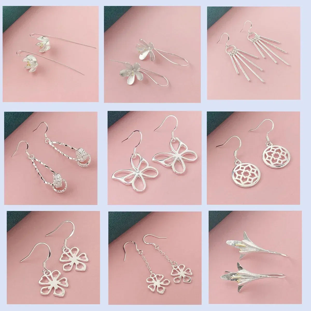 Gem Color: PURPLE - 925 Silver Heart Shape Earrings Women Exquisite Student Jewelry Accessories