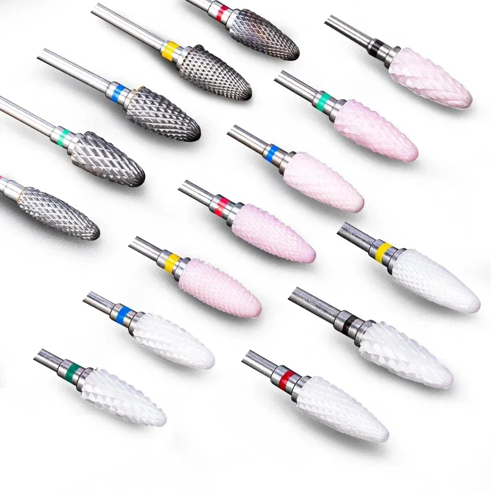 Color: Multicolor - Ceramic Carbide Nail Drill Bit Rotate Burr Milling Nail Cutter Bits Electric Drill Machine For Manicure Pedicure Tools