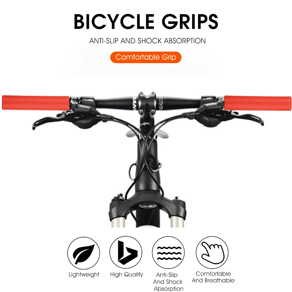 Color: Red - MOTSUV Bicycle Ultraight Density Foam Silicone Sponge Handlebar Grips for MTB bike XC/AM Anti-skid shock-absorbing Super Soft