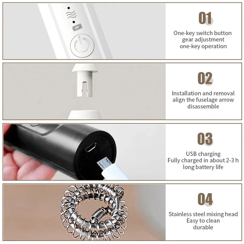 Color: Yellow - 2-in-1 multi-function USB Rechargeable Electric Egg Beater Baking Mixer Milk Frother Kitchen Gadgets Coffee Stirrer Tools Dining