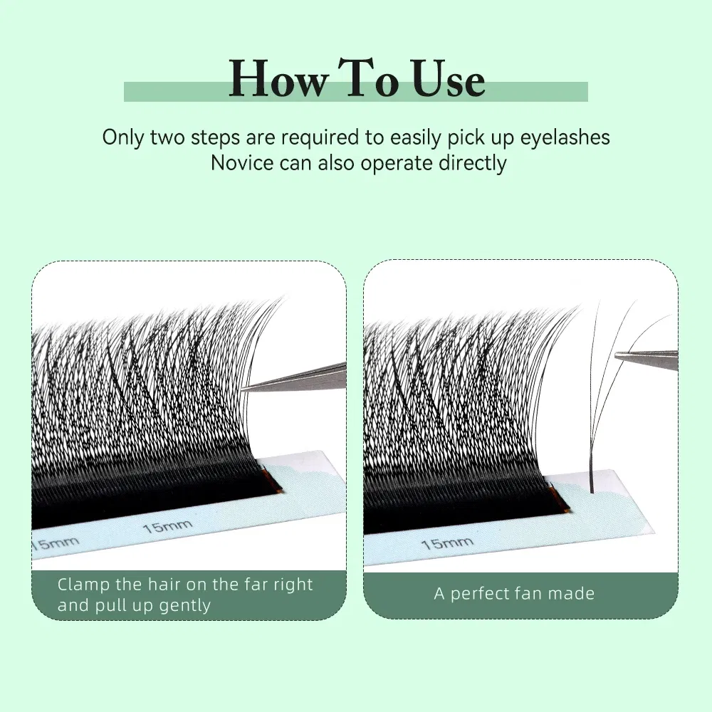 Curl: CC, Thickness: 0.10mm, Length: 11mm - Yelix Smaller Opening 3D Lashes Narrow 3D W Shape Eyelash Extension Premade Volume Fan Lashes Natural Soft Eyelash