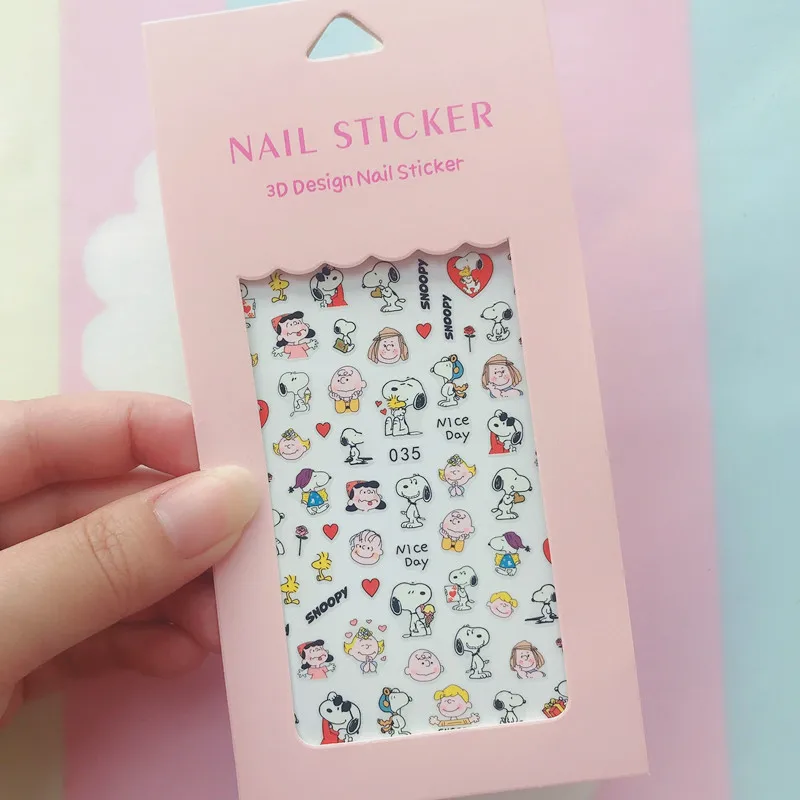Color: Medium Auburn - 1PCS Hello Kitty 3D Nail Stickers Press on Nails Mickey Mouse Donald Duck Stitch Cartoon Stickers Nail Art Decoration