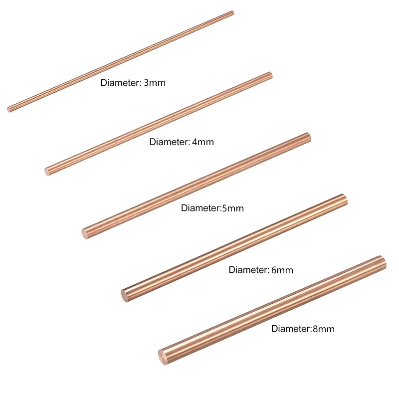 Color: Beige, Specification: 10mm - 1pcs Copper Round Bar Metal Rod Milling Metalworking 3mm 4mm 5mm 6mm 8mm-30mm Length50mm-300mm Copper Rod