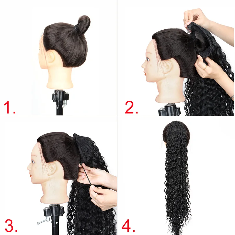 Color: T4/27/30 - Synthetic Long 22Inch Kinky Curly Ponytail Extensions Clip in Drawstring Ponytail Wig Afro Pony Tail Women Hairpiece