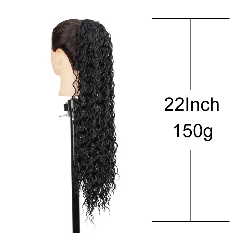 Color: T4/27/30 - Synthetic Long 22Inch Kinky Curly Ponytail Extensions Clip in Drawstring Ponytail Wig Afro Pony Tail Women Hairpiece