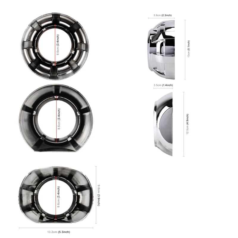 Color: MULTI - SANVI 2.5INCHES 3INCHES BI XENON/LED Projector lens mask shrouds Car light accessories