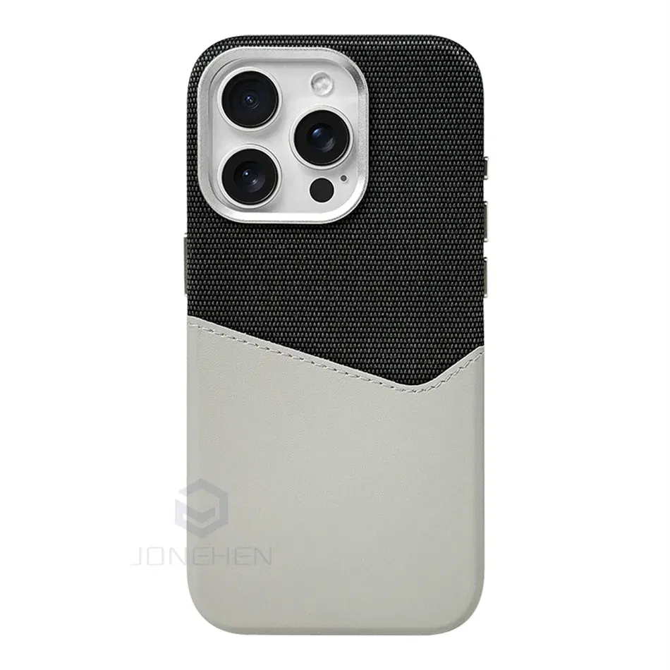 Color: Brown, Material: Genuine Leather - For Magsafe Card Holder Leather Case For iPhone 16 15 13 12 17 Pro Max 14 Plus Pocket Wireless Charge Alloy Lens Magnetic Cover