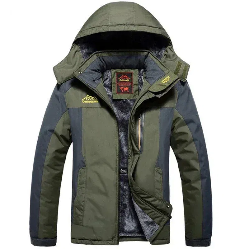 Color: Sky blue, Size: M - Winter Jacket Men Thick Fleece Waterproof Outwear unload Jackets Men's Windbreaker Army Parka Raincoat Coats Plus Size 8XL 9XL