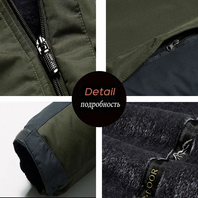 Color: Sky blue, Size: M - Winter Jacket Men Thick Fleece Waterproof Outwear unload Jackets Men's Windbreaker Army Parka Raincoat Coats Plus Size 8XL 9XL