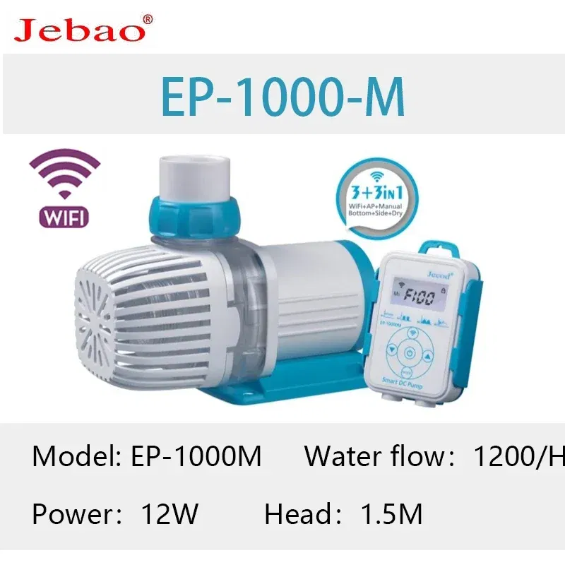 Color: Navy Blue, Power: 3W - 2023 Jebao Jecod aquarium EP submersible pump LCD display WIFI fish tank inverter silent top water circulation pump fish pond