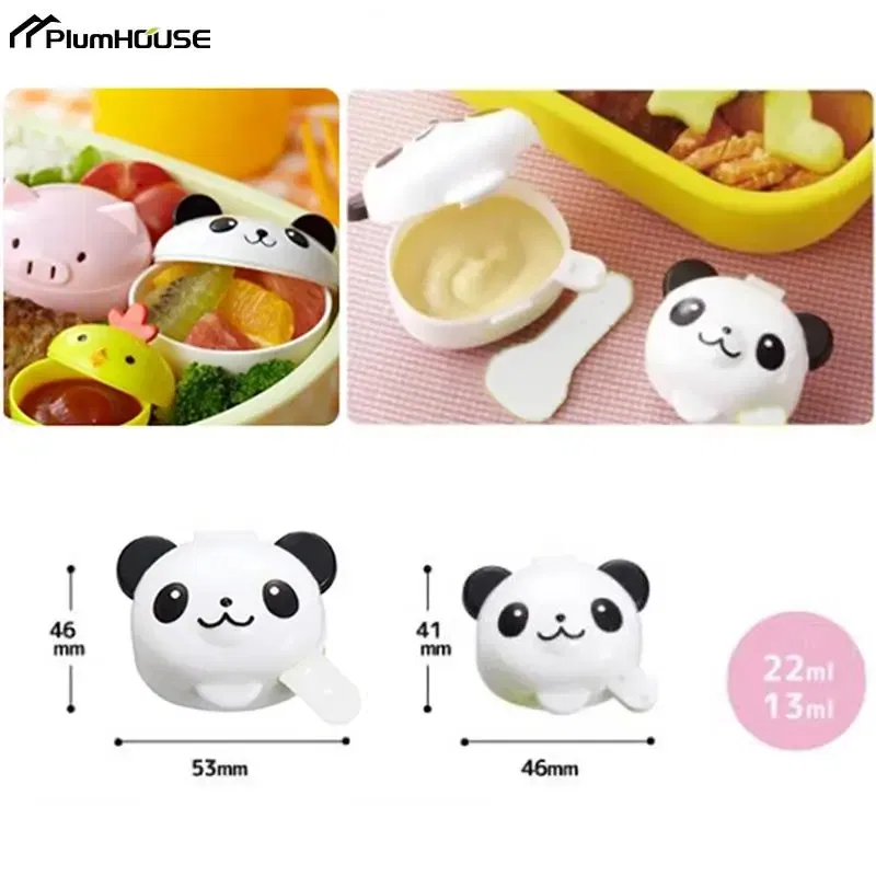 Color: Chocolate - 2Pcs Lunch Bento Soy Sauce Box Container Cute Plastic Condiment Dispenser Mini Portable Salad Dressing Tomato Ketchup Bottle Jar