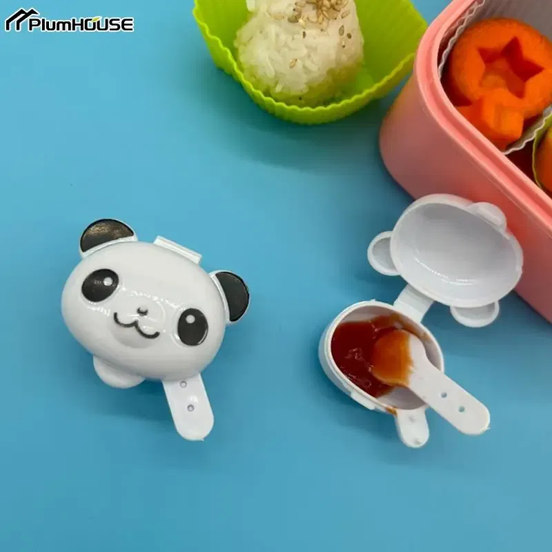 Color: Chocolate - 2Pcs Lunch Bento Soy Sauce Box Container Cute Plastic Condiment Dispenser Mini Portable Salad Dressing Tomato Ketchup Bottle Jar