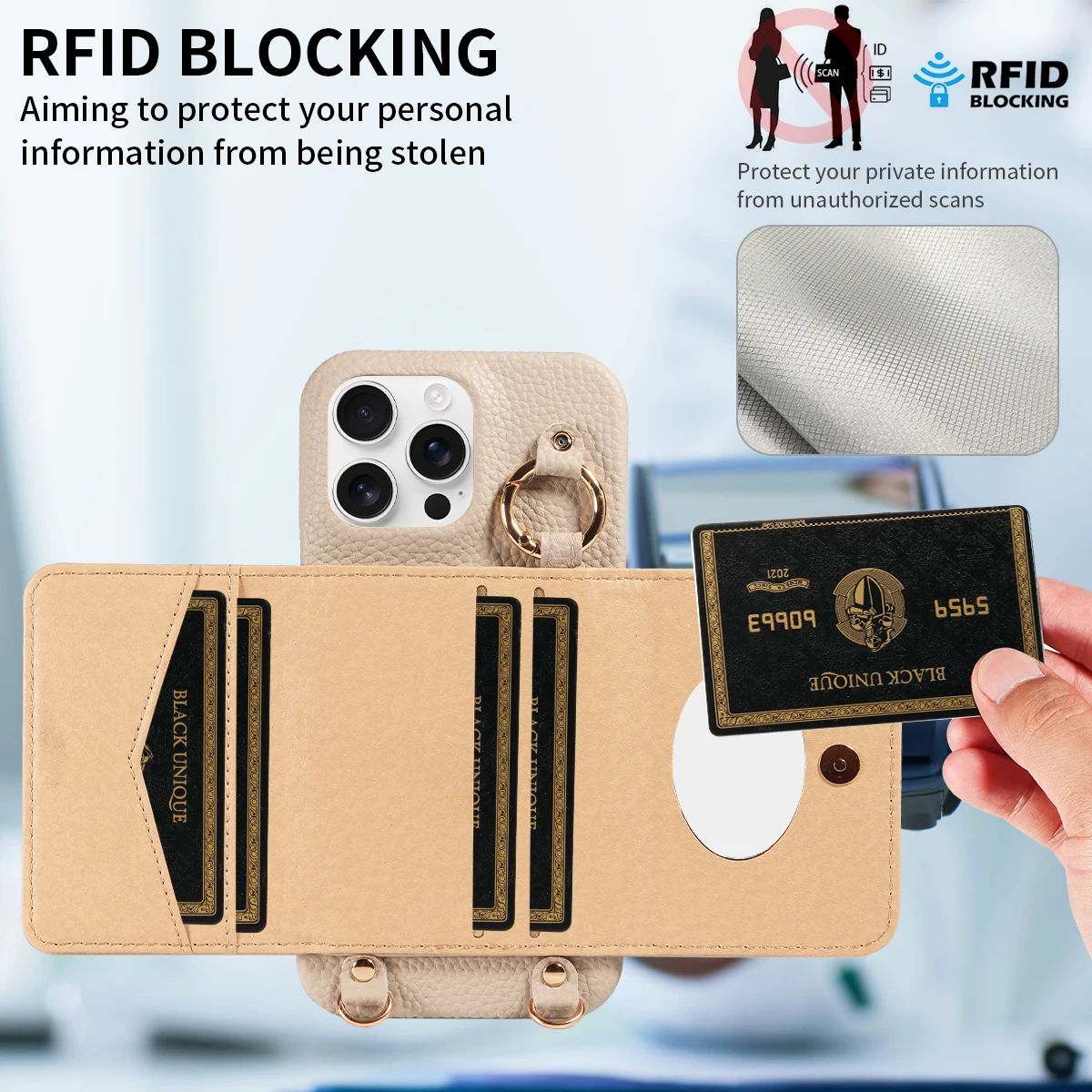 Color: Khaki, Bundle: Case & Strap, Material: Artificial Leather, Compatibility by Model: iPhone 16 Pro Max - For IPhone16 15 Pro Max 14 13 12 Series PU Leather Magsafe Magnetic Wireless Charging Shockproof Crossbody Wallet Phone Case